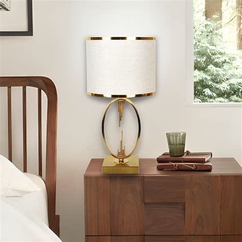 Hdc Modern Luxury Metal Golden Table Lamp With Fabric Lamp Shade