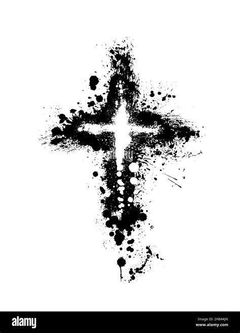 Hand Drawn Black Grunge Cross Icon Simple Christian Cross Sign Hand