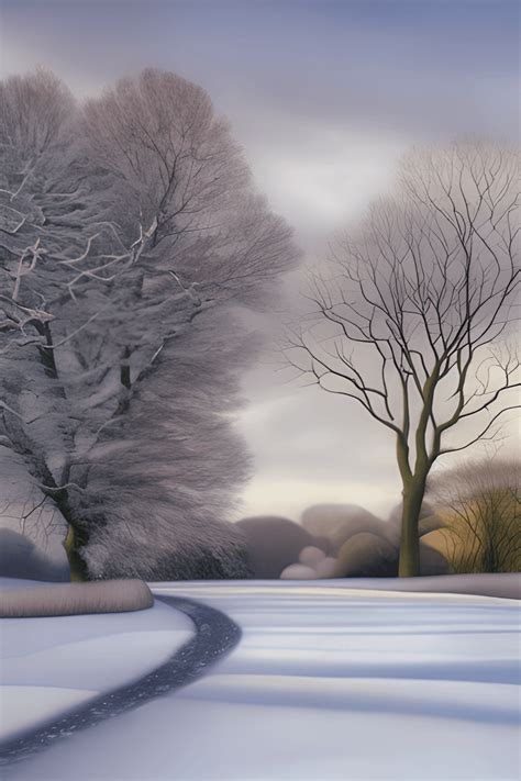 English Countryside Landscape Covered in Snow · Creative Fabrica