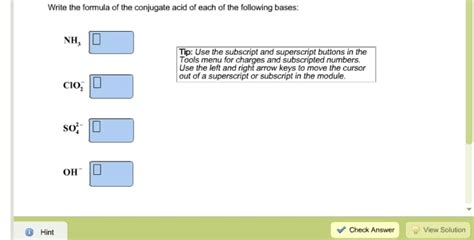 Solved write the formula of the conjugate acid of each of | Chegg.com