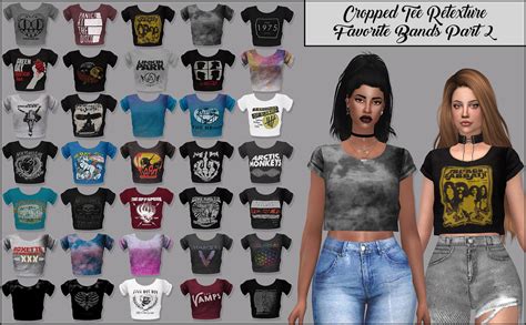 Cropped Tee Favorite Bands Part 2 Crop Tee Sims 4 Cc Kids Clothing