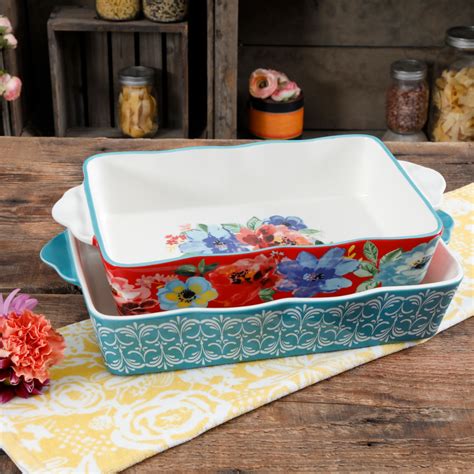 The Pioneer Woman Rectangular Ceramic Bakeware Set Multiple Patterns