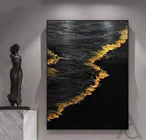 Large Abstract Oil Painting Abstract Black Art Painting Living - Etsy