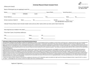 Fillable Online Criminal Record Check Consent Form Fax Email Print