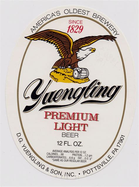 Yuengling Premium Light Beer Label