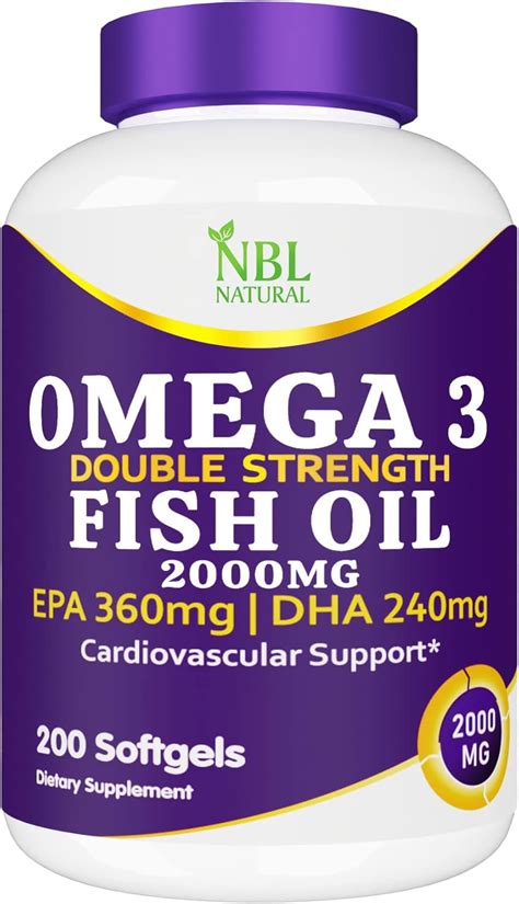 NBL Natural Omega 3 Fish Oil 2000 Mg 360 EPA 240 DHA Double Strength