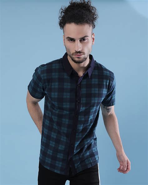 Buy Mens Blue Checkered Shirt For Men Blue Online At Bewakoof