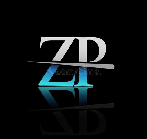 Initial Logotype Letter ZP Company Name Colored Blue And Silver Swoosh