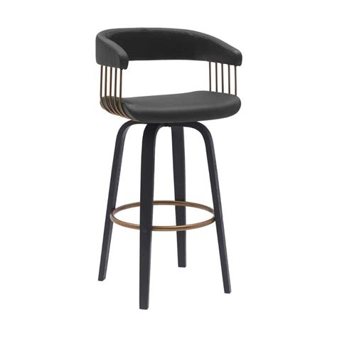 Benjara In Bronze And Black Low Back Metal Frame Bar Stool With