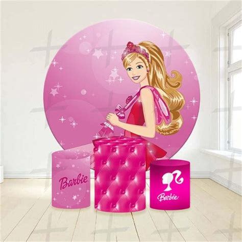 Allenjoy Custom Round Backdrop With Plinth For Barbie Themed Birthday