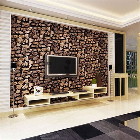 3D stone wallpaper Luxury vintage brick effect wallpaper for living room TV background wallpaper ...