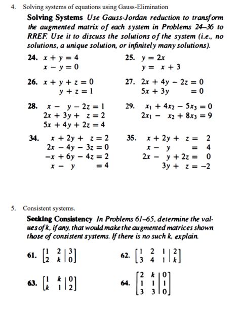 Solve The Following System Of Equations Using Gaussian Elimination