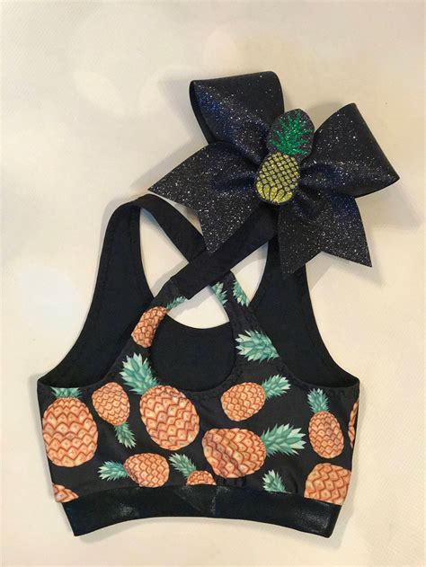 The Pineapple Sports Bra Crop Top Spandex Shorts Etsy