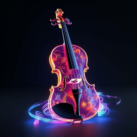 D Rendered Illustration Of A Neon Style Violine Premium Ai Generated