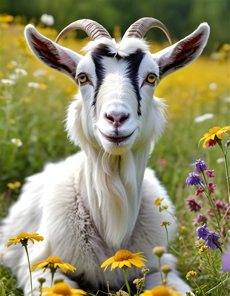 goat flower meadow animal portrait  stock photo public domain