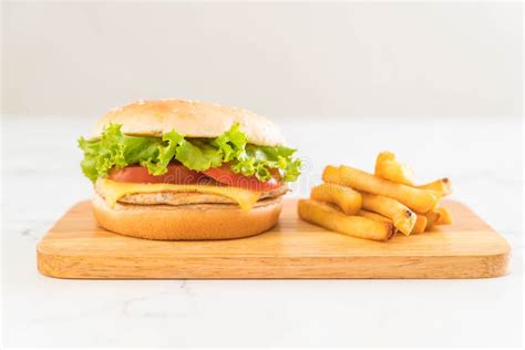 Cheese with pork burger stock photo. Image of unhealthy - 115695742