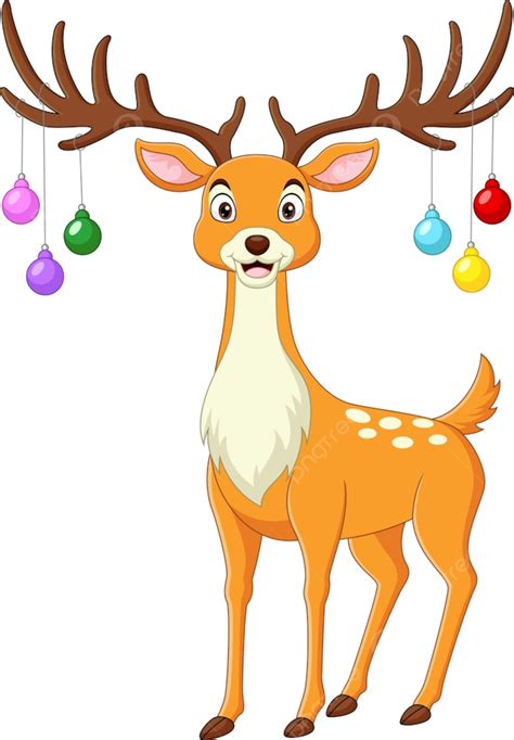 Cute Christmas Deer Vector Art Png Cute Deer Cartoon With Christmas