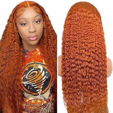 Amazon Zevpiul Ginger Orange Deep Wave Lace Front Wigs Inch