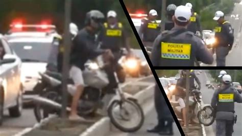 V Deo Motociclista Tenta Escapar De Blitz E Acaba Preso Em Canteiro Na