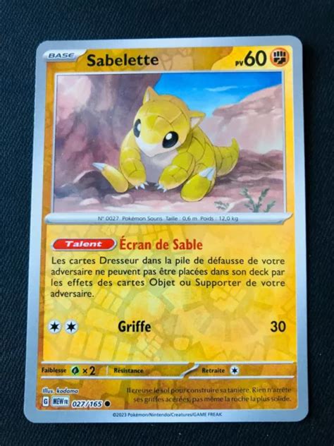 CARTE POKÉMON SABELETTE 027 165 Reverse EV3 5 Mew Pokemon 151 Mint Neuf