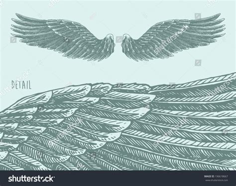 Angel Wings Illustration Engraved Style Hand Stock Vector Royalty Free 196618667