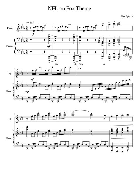 NFL on Fox Theme Sheet music for Piano, Flute (Solo) | Musescore.com