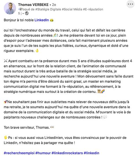 Cr Er Un Post Linkedin De Recherche D Emploi Pour Se D Marquer