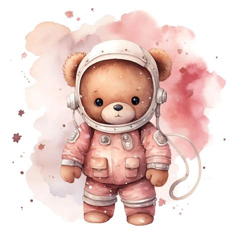 Belle Space Alien Teddy Rose Ours En Peluche Aquarelle Clipart