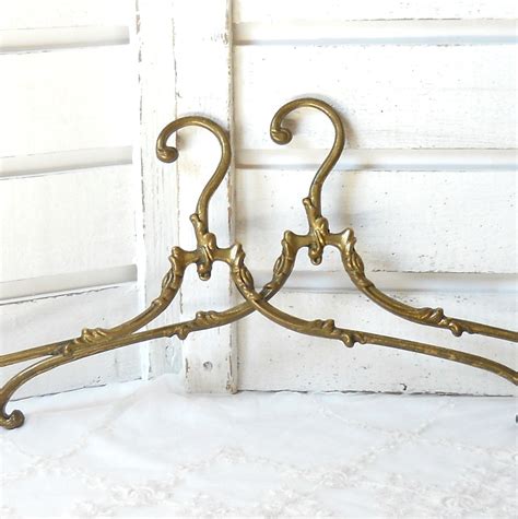 2 Antique Brass Clothes Hangers Vintage Coat Hanger Antique