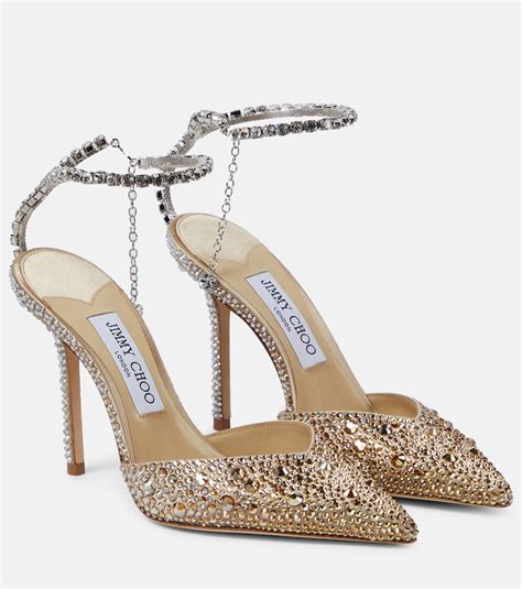 Saeda Embellished Satin Pumps In Gold Jimmy Choo Mytheresa