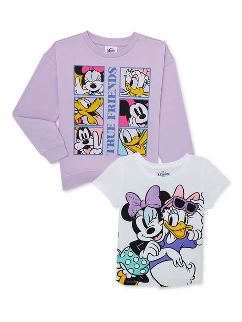 Disney Minnie Mouse Short Sleeve Tee And Sweatshirt 2 Piece Set Sizes 4 16