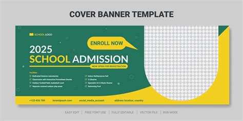 Modern school admission cover social media post and web banner template ...