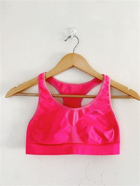 Kalenji Decathlon Neon Pink Sports Bra Womens Fashion Activewear