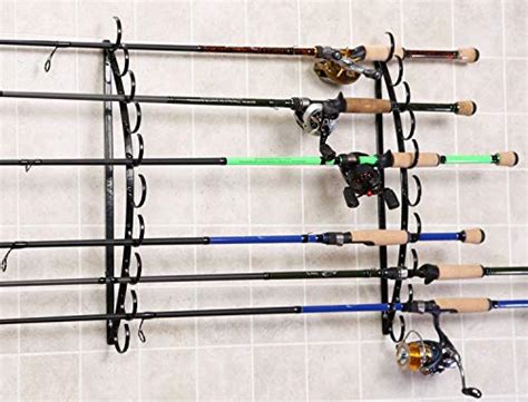 Organized Fishing Half Moon Horizontal Metallic Ceiling Rack For