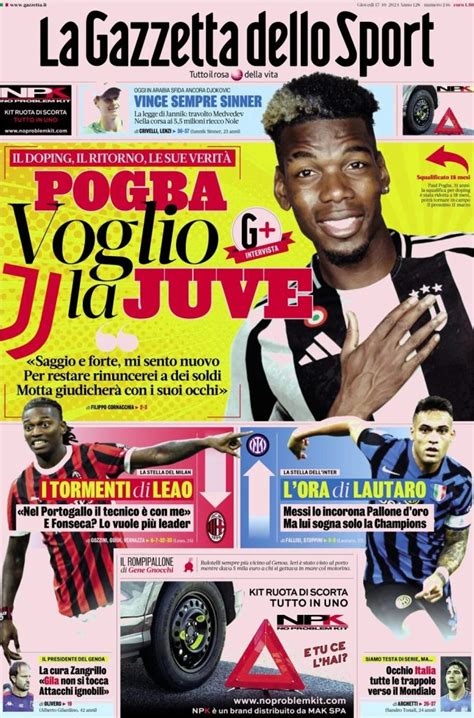 Rassegna Stampa Prime Pagine Quotidiani Sportivi Ottobre