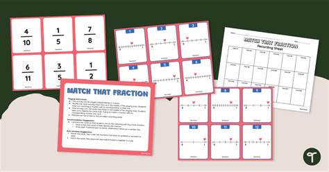 Match That Fraction Number Line Activity Teach Starter