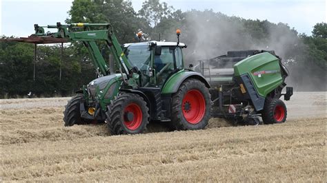 Harvest Baling Straw With Two Balers New Fendt Rotana On Fendt