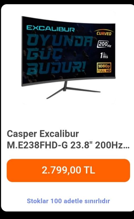 İndirim Casper Excalibur 200hz 1ms Monitör 2799 TL Donanım Arşivi