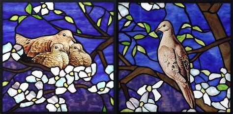 Custom Made Doves Diptych Stained Glass Panels Dove Painting Mourning Dove Custom Stained Glass