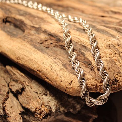 Sterling Silver Rope Chain 47.5 Grams Vintage 26 Heavy Solid Sterling