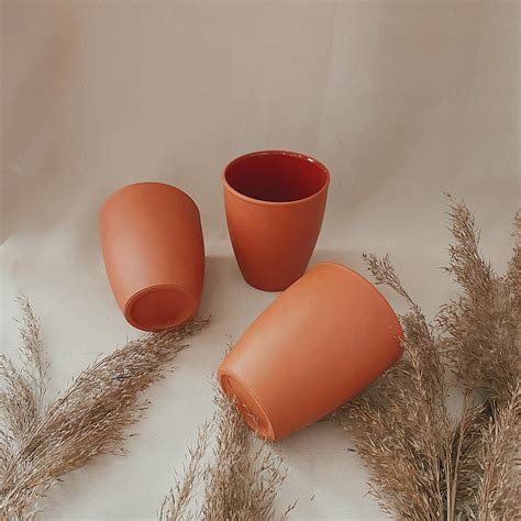 Clay Glass Terracotta Glasses Drinking Glasses Pottery Etsy