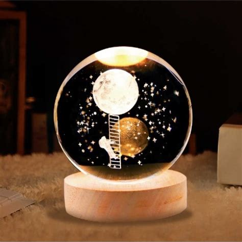 ESFERA DE CRISTAL CON LUZ Led 3D Bola Cristal De Astronauta Subiendo