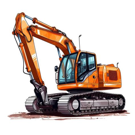 Premium Photo Cartoon Excavator With A Bright Orange Color Ai