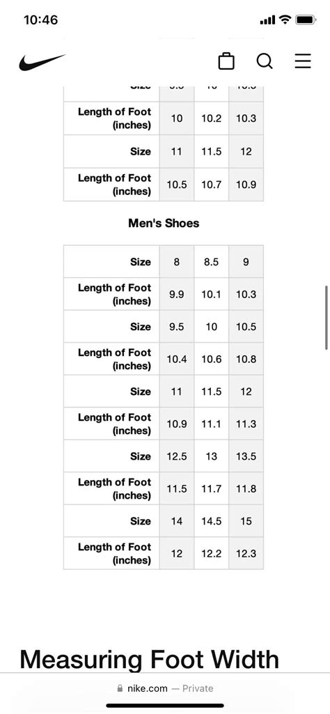 nike conversion size chart  nike true  size