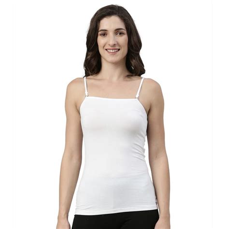 Buy Enamor Essentials Womens E007 Sleeveless Slim Fit Camisole White Online