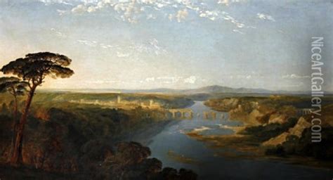 A Capriccio River Landscape In The Roman Campagna Oil Painting