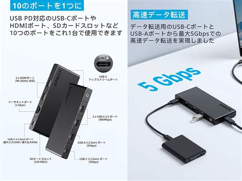 Anker JapanUSB A CやHDMIポートなど10ポートを備えたUSB CハブAnker 364 USB C ハブ 10