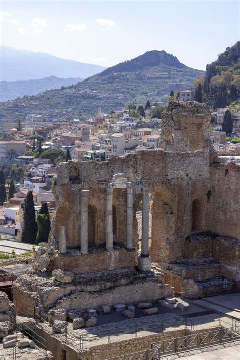 Ancient Theatre Of Taormina Ruins Of Ancient Greek Theatre Taormina