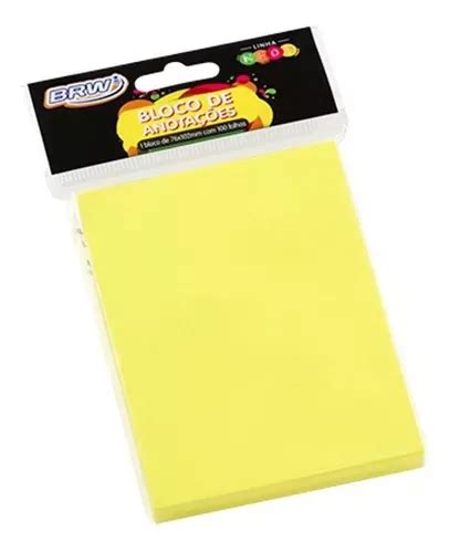 Bloco De Anota Es X Mm Amarelo Neon Brw Un Fls Mercadolivre