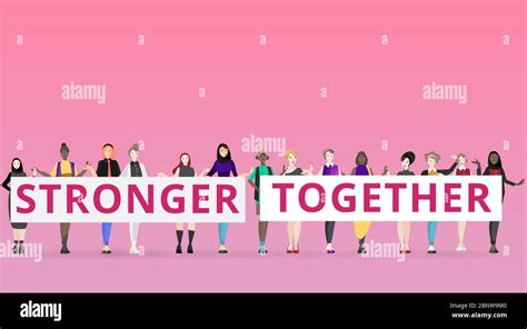 We Are Stronger Together Slogan With Diverse Women Many Ladies